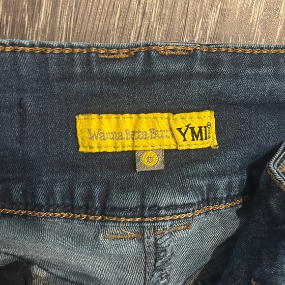 YMI Booty jean shorts. No real holes and pockets front and back. 3 buttons. - Picture 3 of 4